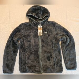 Eddie Bauer Full Zip Minky Fleece Hoodie, Girls XL, Green